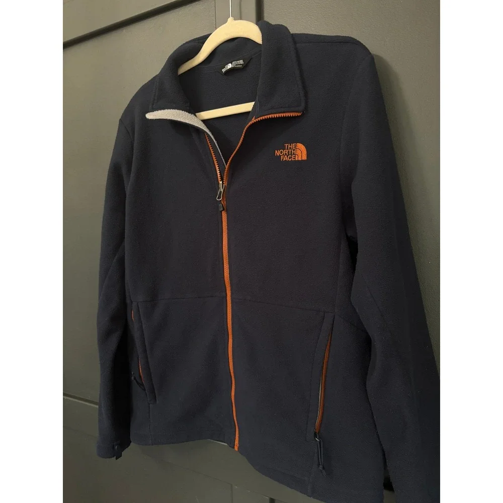 The North Face Fleece Jacket Mens M Navy‎ Blue Orange Full Zip Outdoor Hiking